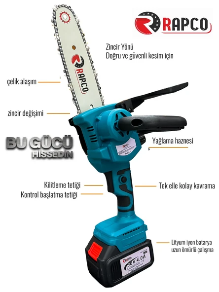 Germany Style Rapco Çift Akülü 24 cm Palalı Ağaç Kesme Dal Budama Odun Kesme Testeresi - 3