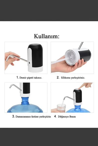 Şarjlı Damacana Pompası  USB Şarjlı, Otomatik Su Pompası - 3