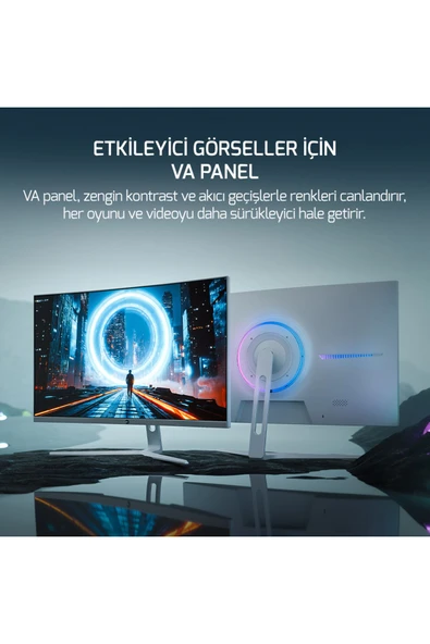 GamePower GameVivid F20 27' Curved RGB Beyaz 144Hz 1ms FHD Gaming Monitör (Sıfır Ölü Piksel Garantili) - 2