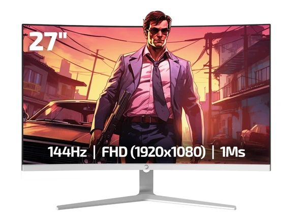 GamePower GameVivid F20 27' Curved RGB Beyaz 144Hz 1ms FHD Gaming Monitör (Sıfır Ölü Piksel Garantili)