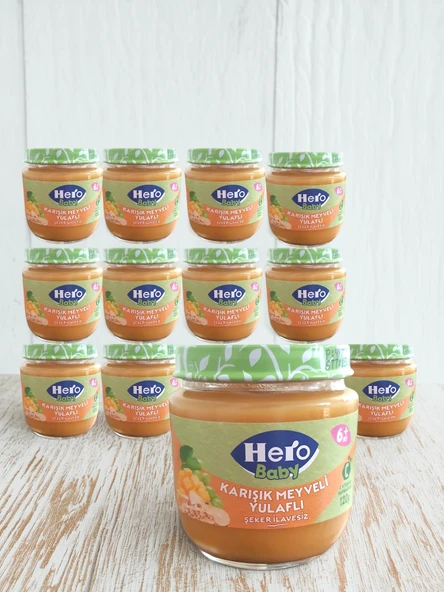 Hero Baby Karışık Meyveli Yulaflı Kavanoz Maması 120 gr X 12 Adet