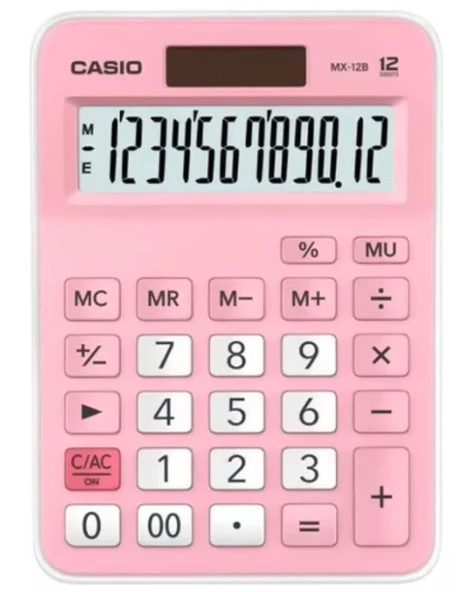 Casio MX12BPK Pembe Masaüstü Hesap Makinesi - 3