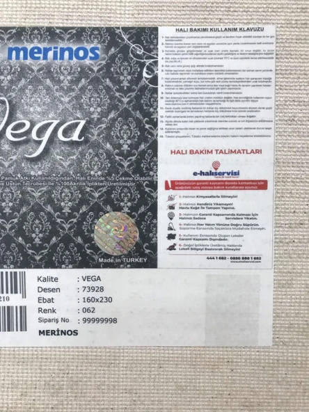 Merinos Halı Vega 73928 062 Serisi Akrilik Salon Oturma Yatak Odası Halısı - 8