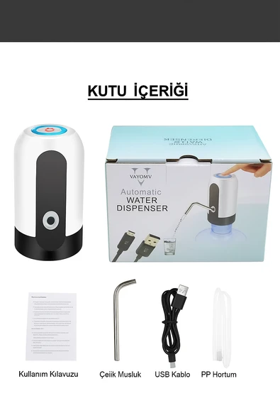 Şarjlı Damacana Pompası  USB Şarjlı, Otomatik Su Pompası - 5
