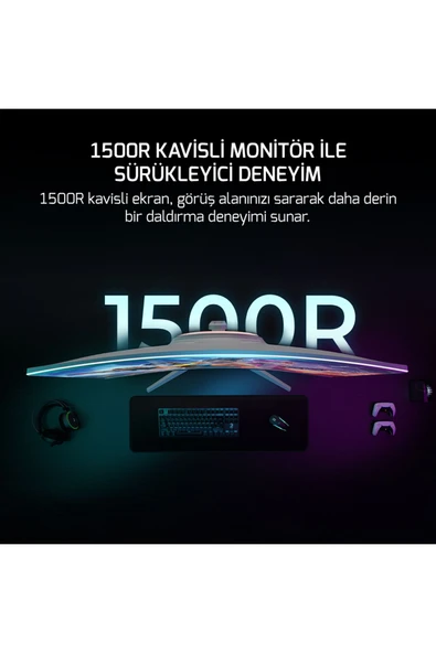 GamePower GameVivid F20 27' Curved RGB Beyaz 144Hz 1ms FHD Gaming Monitör (Sıfır Ölü Piksel Garantili) - 4