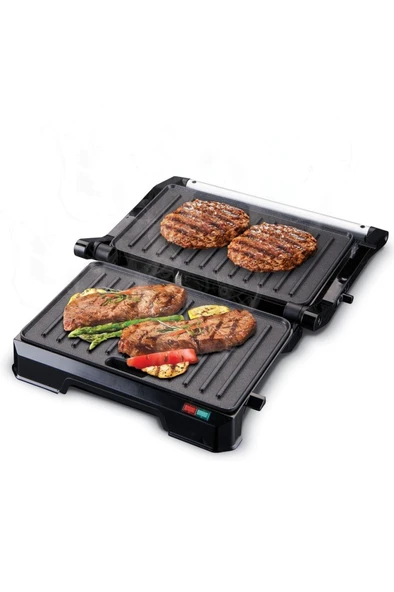 Kiwi Ksm-2444 Paslanmaz Çelik Gövdeli 180 Derece Açılabilen Izgara ve Tost Makinesi - Resim 3