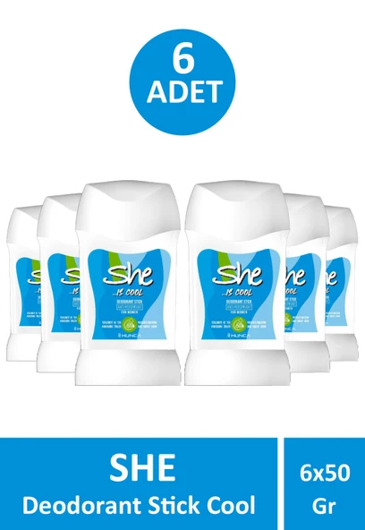 She Cool Deodrant Stick For Women 50 gr 6 Adet
