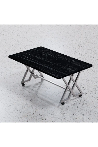 makbulce Reyyan Orta Sehpa Gümüş Metal Ayak Tekerlekli 60 X100 - 1
