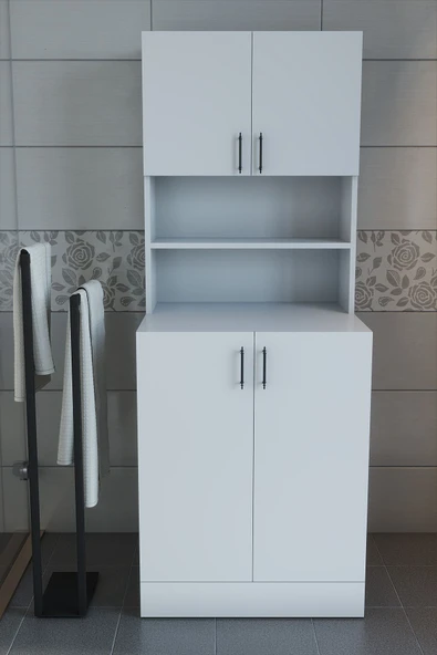 makbulce Leylak Kapaklı Çamaşır Makinesi Dolabı ve Çok Amaçlı Dolap - 2