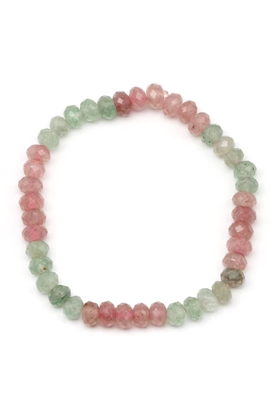 Çilek Kuvars Doğal Taş Bileklik 4 x 6 mm Rondel Kesim - Resim 2