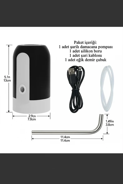 Şarjlı Damacana Pompası  USB Şarjlı, Otomatik Su Pompası - 4