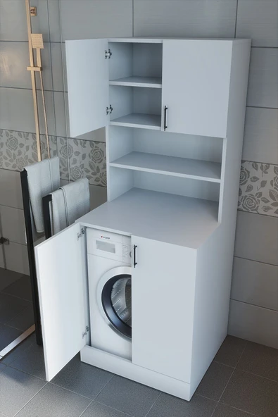 makbulce Leylak Kapaklı Çamaşır Makinesi Dolabı ve Çok Amaçlı Dolap