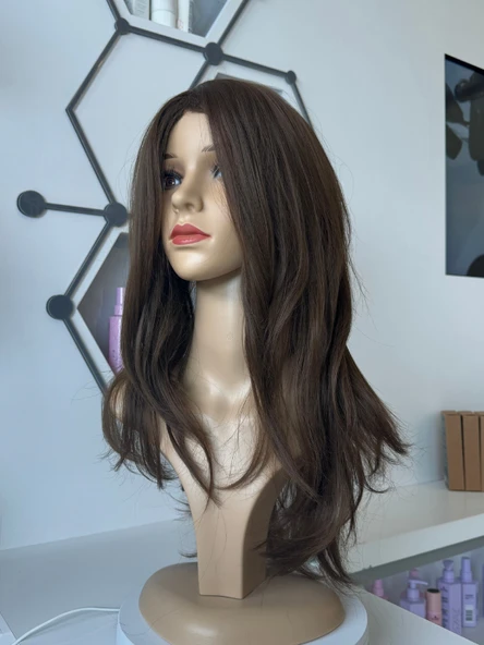 Kadınca Peruk Geliştirlmiş Vip Seri Mat Kahve Peruk PR758 - 3