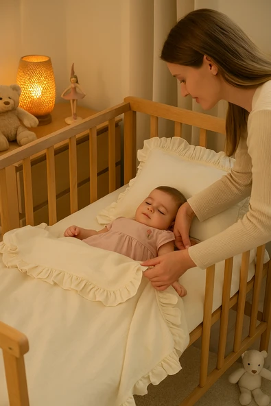 Keten Görünümlü Fırfırlı Bebek Nevresim Takımı - ZTBNT EKRU - 4