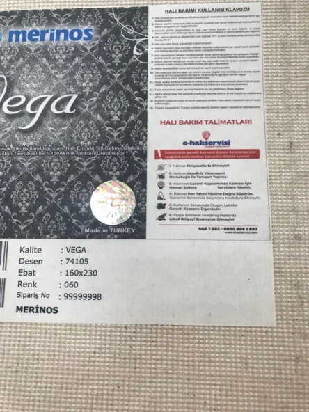 Merinos Halı Vega 74105 060 Serisi Akrilik Salon Oturma Yatak Odası Halısı - 8