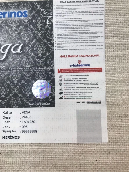 Merinos Halı Vega 74436 095 Serisi Akrilik Salon Oturma Yatak Odası Halısı - 7