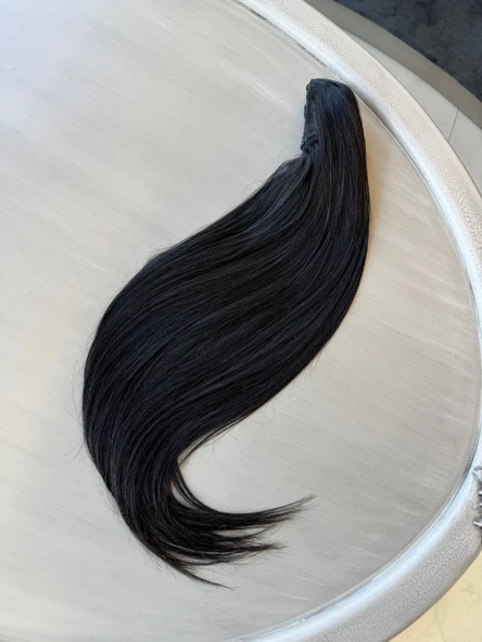 Kadınca Peruk Professionalj%100 İnsan Saçı Doğal Kestane (150 gr) Kelebek Tokalı Postij 70 cm PJ607 - 4