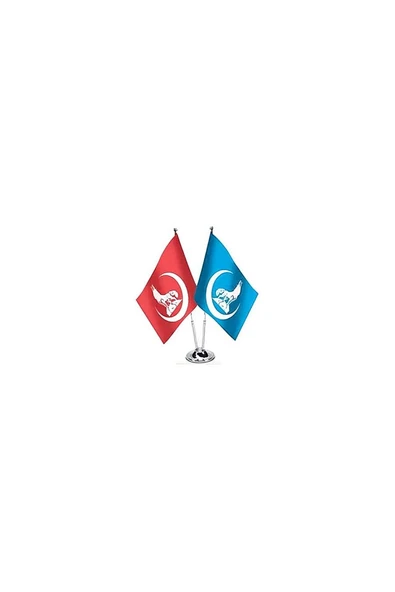 Süpertrend Krom ikili (2li) Bozkurt Masa Bayrağı