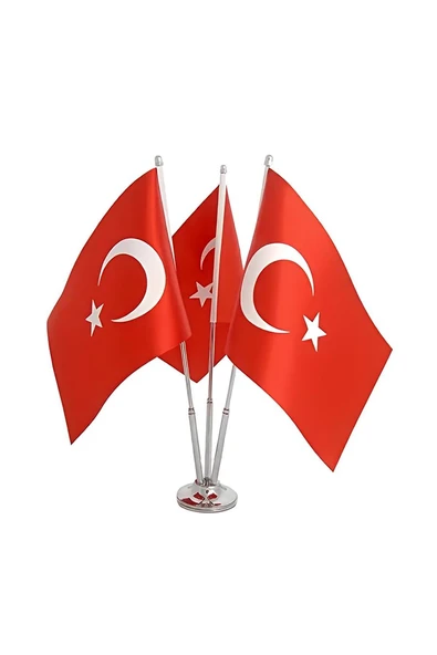 Süpertrend Krom Üçlü (3lü) Türk Masa Bayrağı