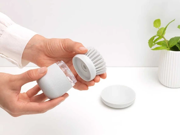 Tantitoni Lıght Grey Sabun Hazneli Bulaşık Fırçası - Resim 6