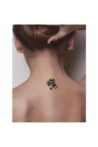 Süpertrend Fotoğraf Makinası Tattoo Geçici Dövme Şablonları Kına Kalıpları - 2