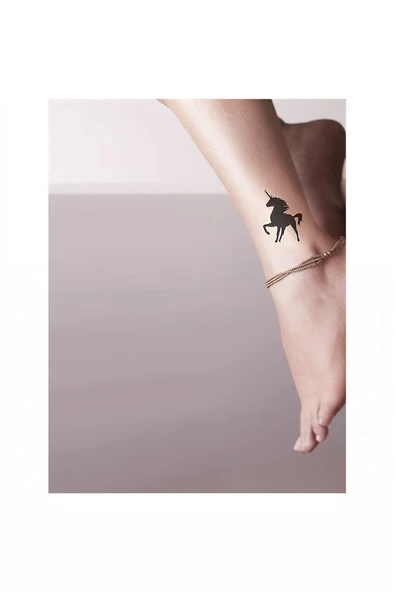 Süpertrend Tek Boynuzlu At unicorn  Tattoo Geçici Dövme Şablonları Kına Kalıpları - 2