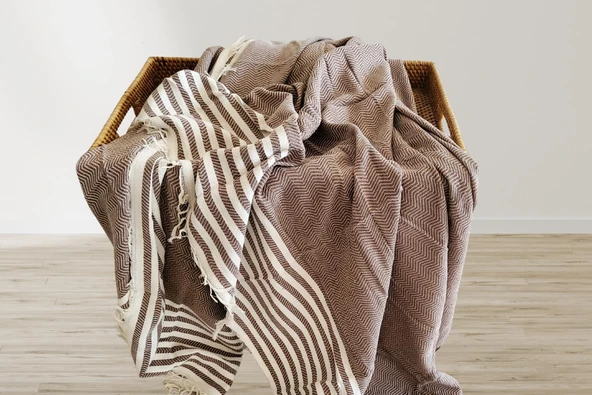 Aksu Summer Line Çok Amaçlı Örtü Pike Koltuk Örtüsü 170x220 Espresso