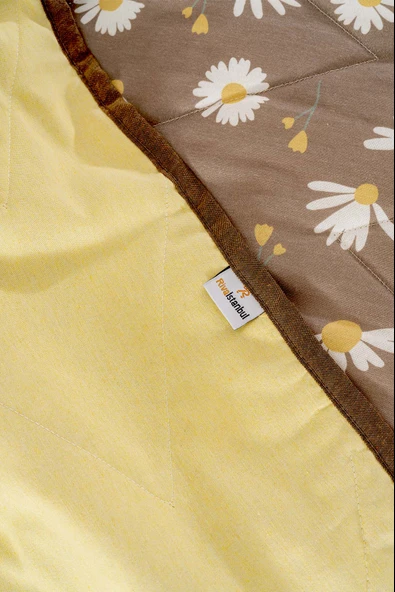 Rivaİstanbul Kahve Papatyalı Çift Kişilik Pamuklu Kapitone Pike & Çok Amaçlı Yatak Örtüsü - 6