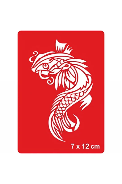 Süpertrend Koi Balığı Tattoo Geçici Dövme Şablonları Kına Kalıpları