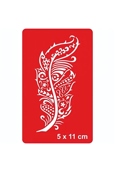 Süpertrend Desenli Kuş Tüyü 252 Tattoo Geçici Dövme Şablonları Kına Kalıpları
