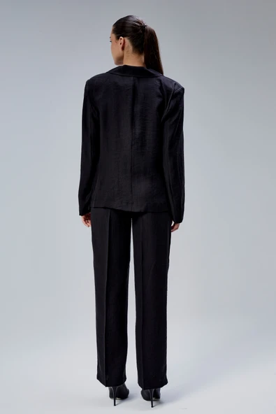 Siyah Tencel Dokuma 3'lü Takım - 15