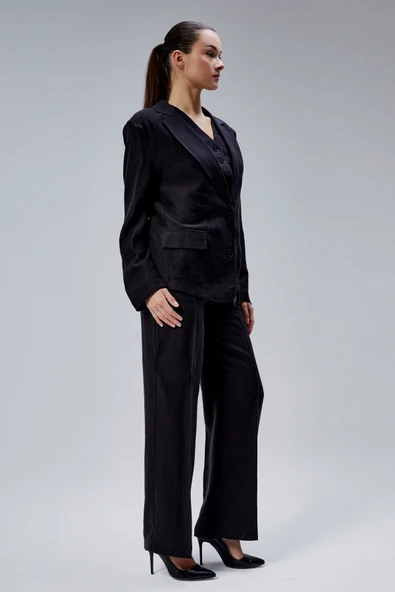 Siyah Tencel Dokuma 3'lü Takım - 6