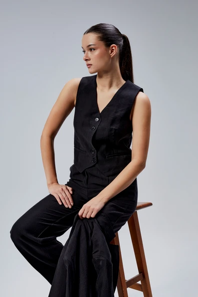 Siyah Tencel Dokuma 3'lü Takım - 12