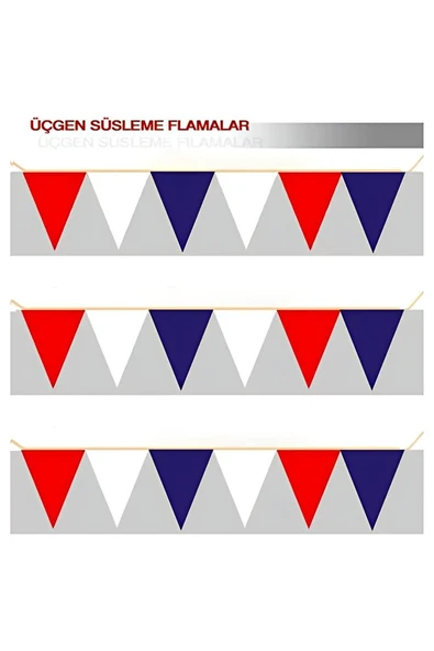Kruvazör Kırmızı -Mavi -Beyaz -Üçgen Flama 23x28 cm - 1