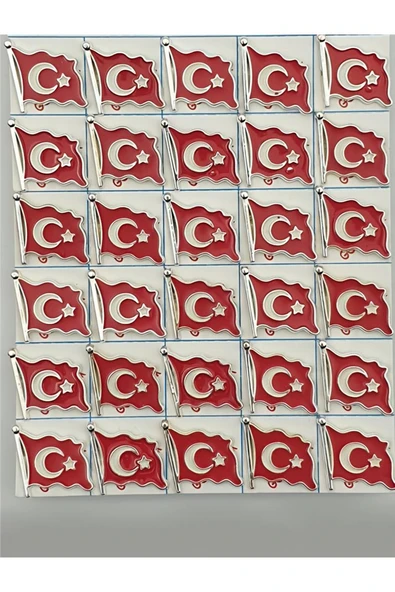 Kruvazör Krom Dalgalı Mineli Bayrak Rozet (30'lu) - 3