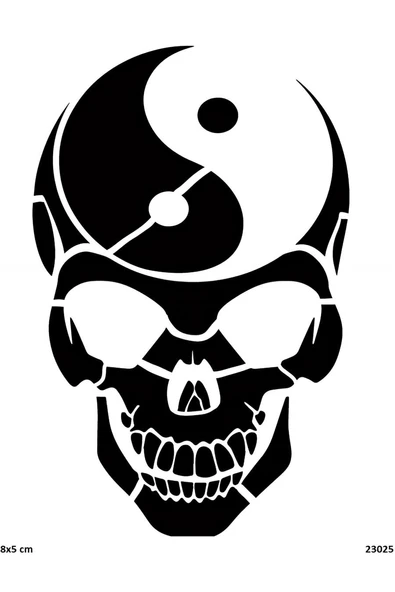Süpertrend İskelet Ve Ying Yang Geçici Dövme Şablonu