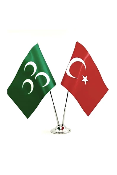 Kruvazör Türk-Yeşil Üç Hilal Masa Bayrağı