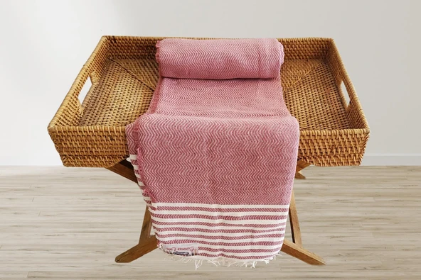 Aksu Summer Line Çok Amaçlı Örtü Pike Koltuk Örtüsü 170x220 Gül Kurusu - 3