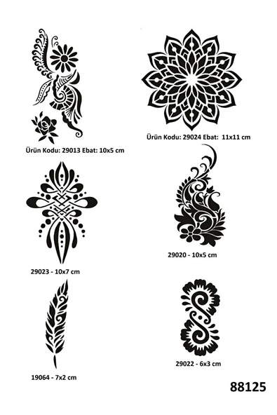 Süpertrend Kadın Mandala ve kına desenleri Geçici Dövme Şablonu Seti - 1