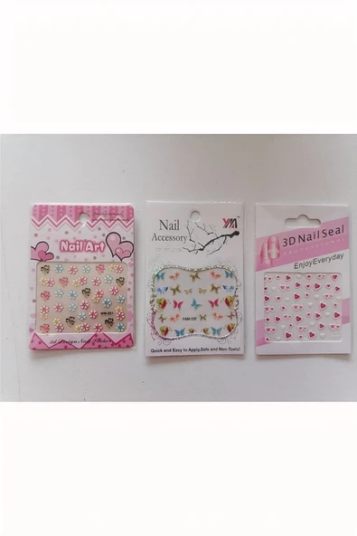 Süpertrend Tırnak Süsleme Sticker 3 Kartela Birden Model 2
