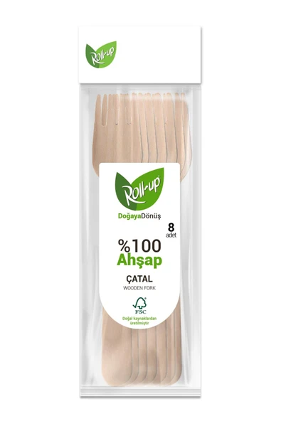 Kruvazör  Roll-up Doğa Dostu Ahşap Çatal 8li
