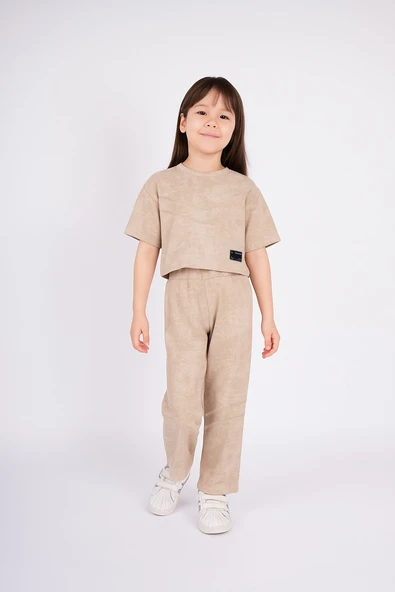 KIZ ÇOCUK OVERSIZE TAYTLI KISA KOL PAMUK TAKIM ürün görseli