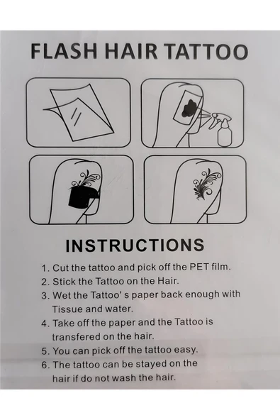Süpertrend Saç Dövmesi Hair Flash Tattoo 3 Adet birden Model 3 - 2