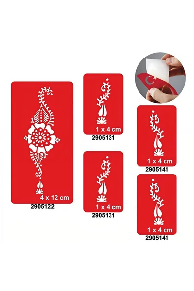 Süpertrend Menekşe Ve Yapraklar 5'li Set Geçici Dövme Kına Şablonu