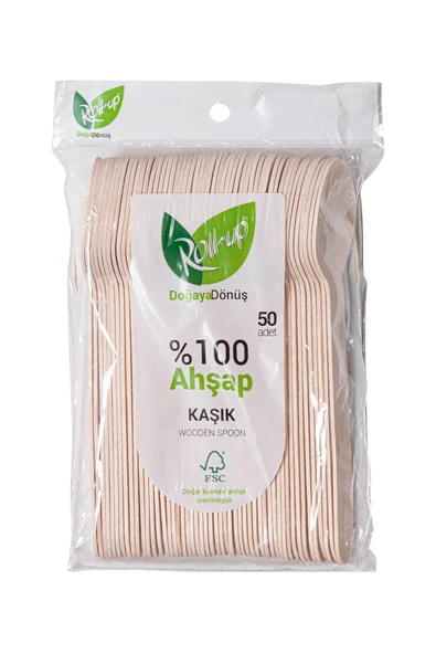 Kruvazör  Roll-up Doğa Dostu Ahşap Kaşık 50li