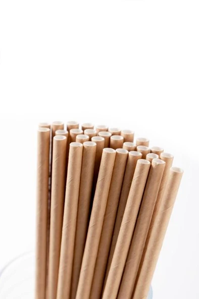 Kruvazör  Roll-up Kağıt Sargılı Kağıt Pipet Kraft 6mmx19,5cm 100 Adet - 2