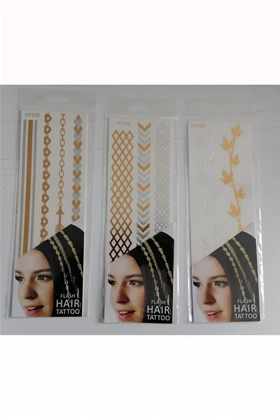 Süpertrend Saç Dövmesi Hair Flash Tattoo 3 Adet birden Model 1