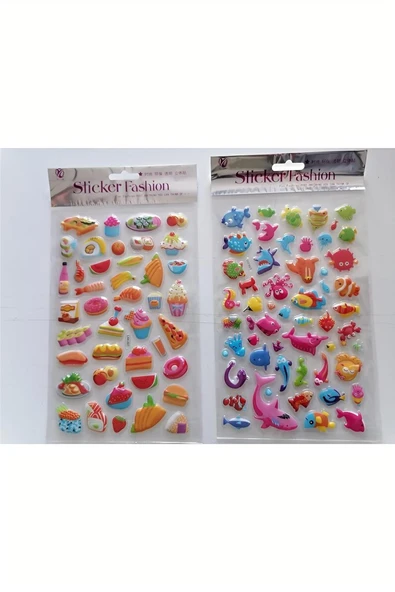 Süpertrend Deniz ve Pizza 3D Kabartmalı Sticker Çıkartma seti