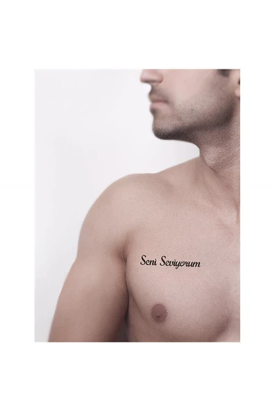 Kruvazör Seni Seviyorum Yazısı Tattoo Geçici Dövme Şablonları Kına Kalıpları - 2