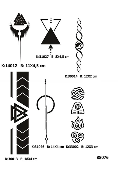 Süpertrend Şerit Sırt Bacak Geçici Dövme Kalıpları Seti Stencil Kit